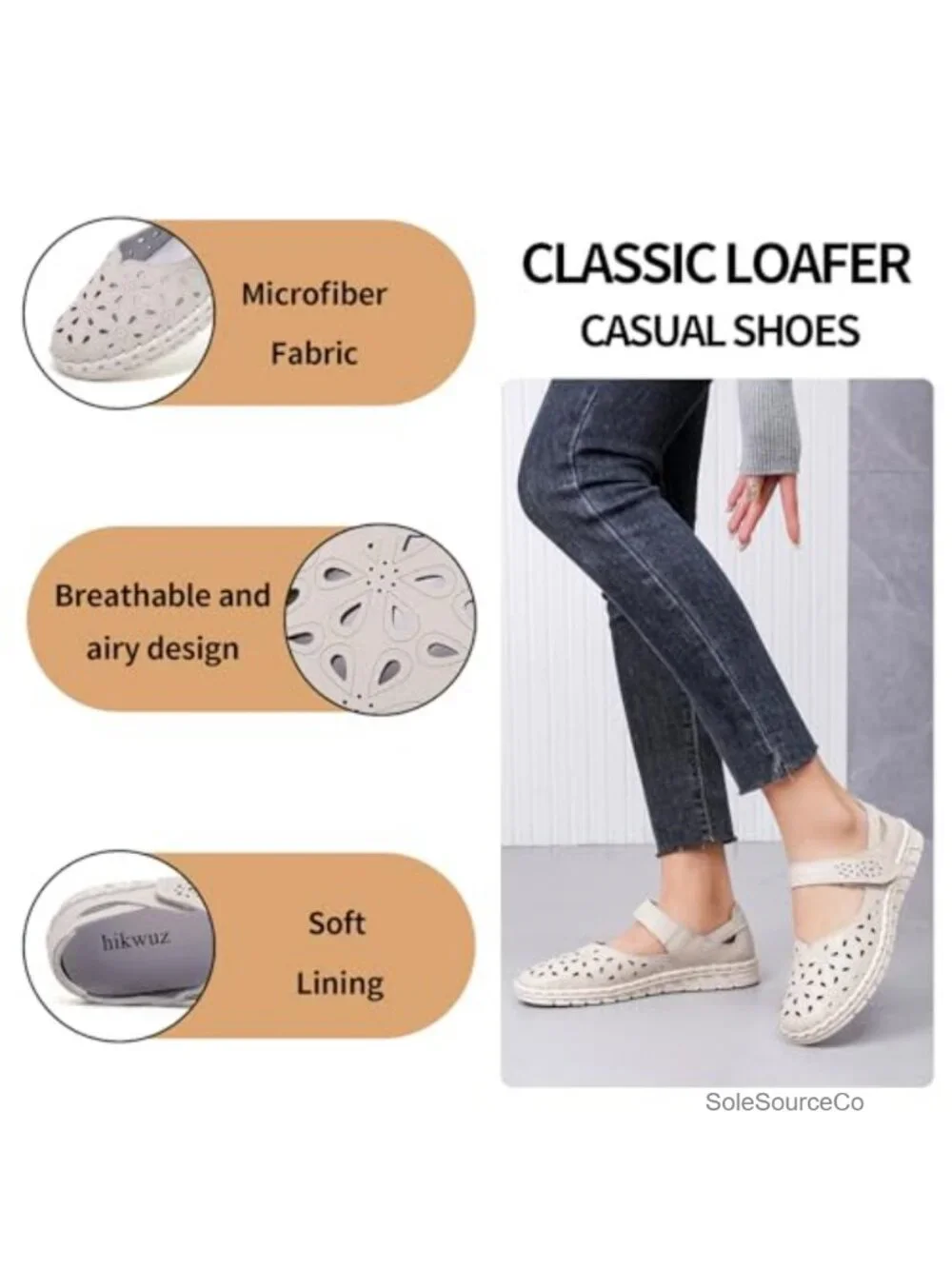 Women's Mary Jane Flats - Breathable Floral Cutout Walking Shoes with Strap,